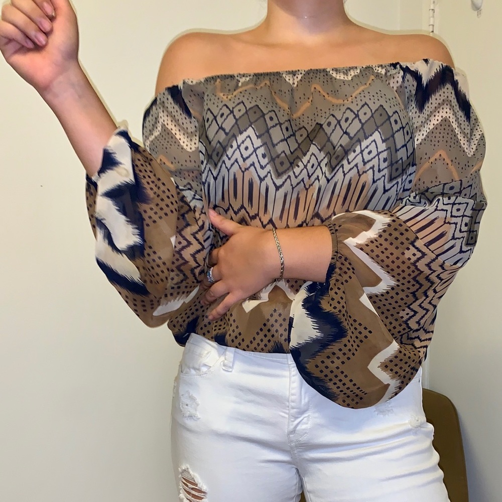 Sheer, over the shoulder blouse